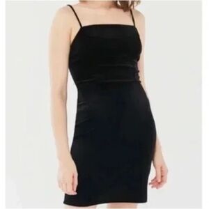 Urban outfitters Genova Black Velvet bodycon tie-back mini dress, medium